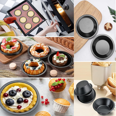 5Inch Mini Pie Pans, Pie Plates for Baking, 7.8Oz Round Bakeware Set for Baking Pies, Cakes, Tarts, Desserts - Black...