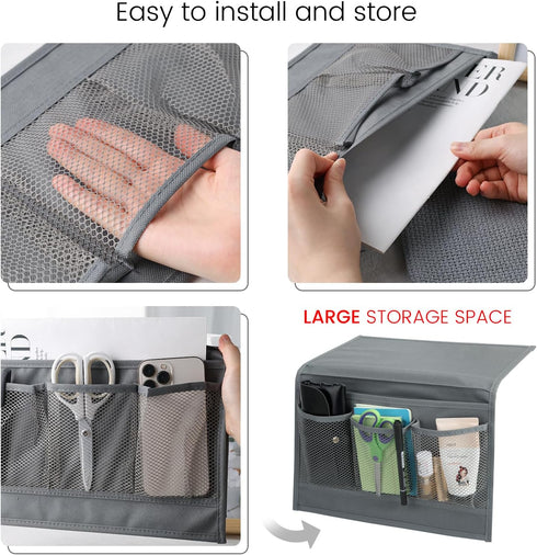 MCPINKY Bedside Storage Organizer, Couch Caddy Bedside Caddy Grey for Remote Control Magazine Phone...