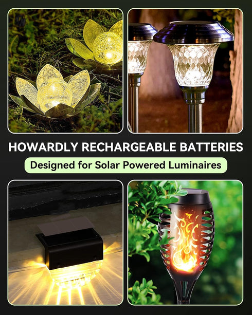 Ni-MH AA 600mAh 1.2V Rechargeable Battery for Solar Lights, AA 1.2V Rechargeable Battery Pre-Charged, Low Self - Discharge for Outdoor Solar Light...