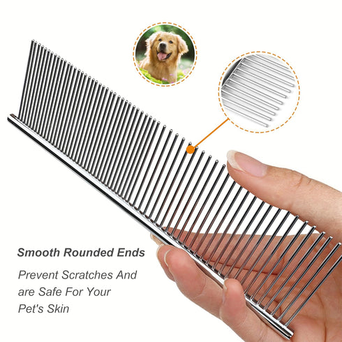 3 Pack Metal Comb For Dogs,Cat Grooming Comb,Dog Combs,Doodle Comb,Shedding Comb,For Professional Grooming Tool For Long And Short Haired Dog,Cat ...