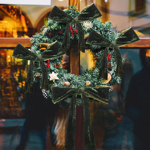 Jutom Velvet Ribbons for Gift Wrapping, Crafts - 3 Rolls, 3 Inch x 3 Yard, Olive Green...