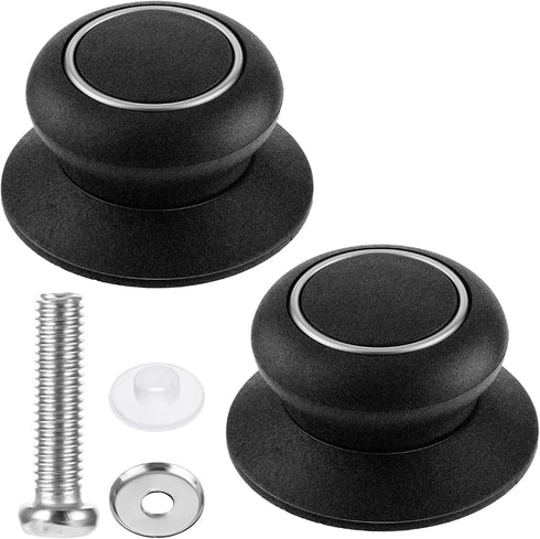 Pot Lid Knob Replacement Knob Universal Pot Lid Knob, Kitchen Cookware Lids Knob, Black Pot Lid Holding Handle Knobs for Kettle Cover Glass Saucep...