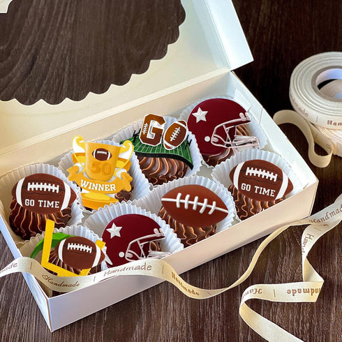 Whaline 3Pcs Football Fondant Mold Sports Theme Silicone Mold Football Helmet Chocolate Candy Mould Baking Mold for Party Cupcake Sugar Craft Gum ...
