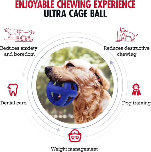 Tuff Pupper SuperChewy Tough Dog Cage Ball Toy Strong Natural Rubber | Great Dog Fetch Toy | Chew Toy for Dogs | Ultra Durable Chew Toy for Aggres...