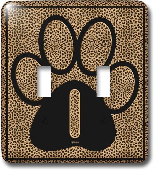 3dRose lsp_25942_2 Letter I Standard Cheetah Print Cat Paw Double Toggle Switch...