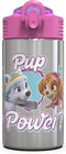 Zak Designs Paw Patrol Skye - Stainless Steel Water Bottle with One Hand Operation Action Lid and Built-in Carrying Loop, Straw Spout is Perfect f...