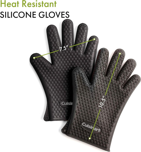 Cuisinart CGM-520 Heat Resistant Silicone Gloves, Black (2-Pack)...