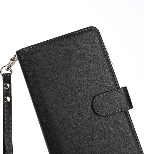Jaorty Wallet Case Compatible with iPhone 7/8/iPhone SE 2nd 2020, 9 Card Slots, Wrist Strap, Stand Feature, Zipper Cash Pocket, Magnetic Leather C...