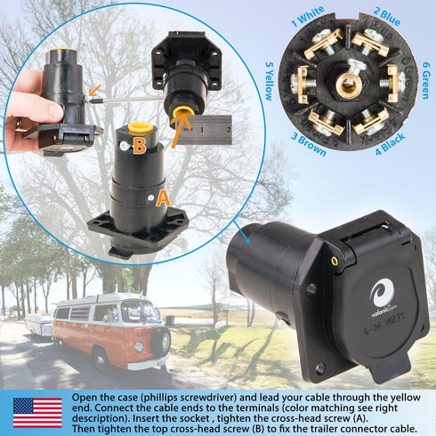valonic 7 Way Blade Connector Socket - Spring-Loaded dust Cover - Wiring Harness Connector - for Vehicle, Truck - Weatherproof...