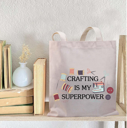 BDPWSS Sewing Gift For Women Sewing Lover Gift Crafting Is My Superpower Sewing Tote Bag Sewing Machine Crafting Lover Gift...