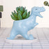 VanEnjoy Desktop Cute Cartoon Blue Tyrannosaurus Dinosaur Ceramic Succulent Pot with Tray, Bonsai Cactus Flower Pot Vase Holder Decorative Organiz...