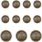 11 Piece Antiqued Bronze Metal Blazer Button Set - Crown Lion- for Blazer, Suits, Sport Coat, Uniform, Jacket(Bronze)...