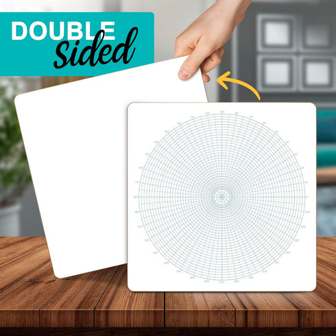 SCRIBBLEDO Circular Grid 12"x12" Large Graph Dry Erase Board Double-Sided White Board Drawing Polar Grid Lines Graphing Architectural Gridded 3D D...