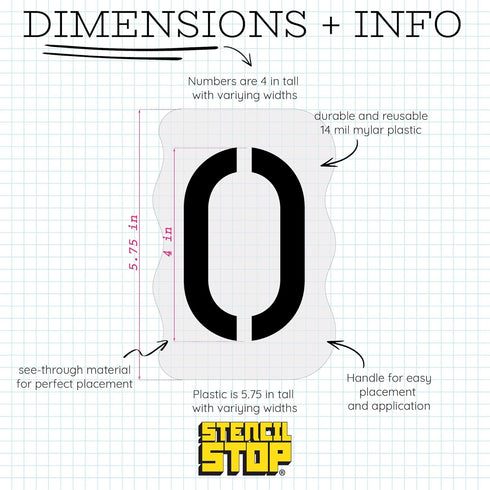 Curb Stencil Kit for Address Painting – Includes All Numbers, 4-Inch Durable & Reusable Plastic Stencils for Sidewalks, Pavement, and Industrial U...