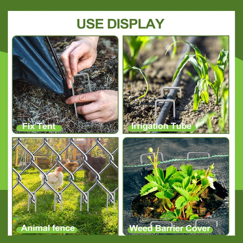 30 Pcs Galvanized Landscape Staples Metal Garden Stakes Heavy Duty for Ground Cover, U-Shaped Pins Yard Stakes Weed Barrier Fabric, Garden Hose, D...