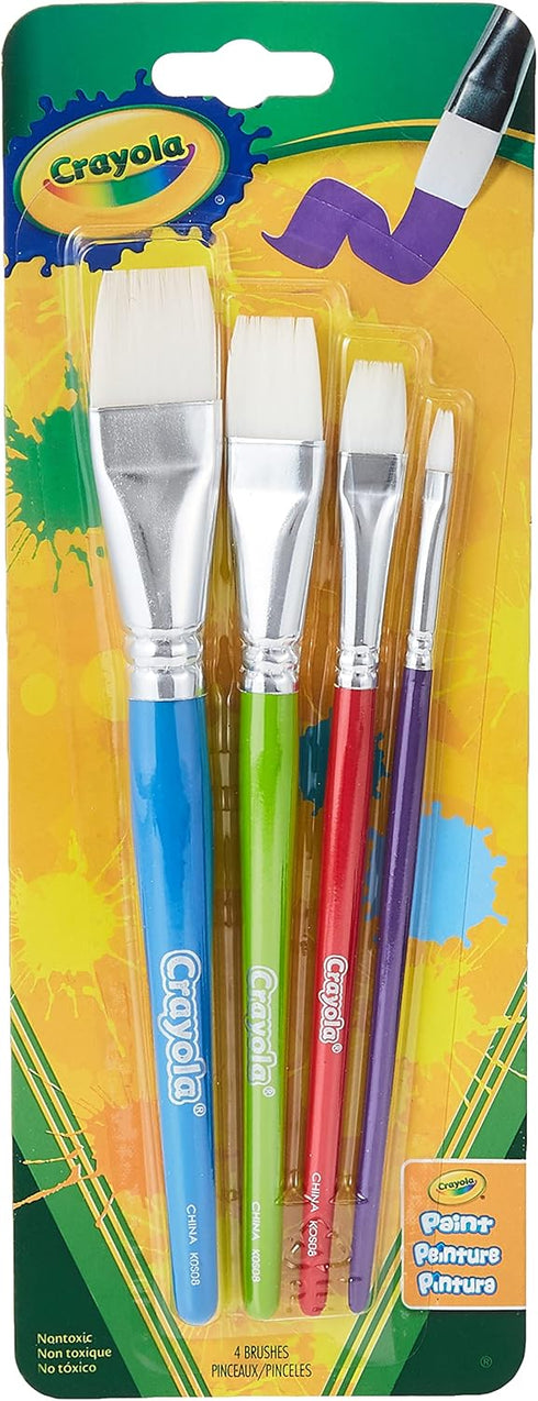 Crayola Large Paint Brushes (4ct), Kids Paint Brush Set, Thin & Thick Paint Brushes, for Acrylic, Tempera, Water Based Paint, Ages 3+...