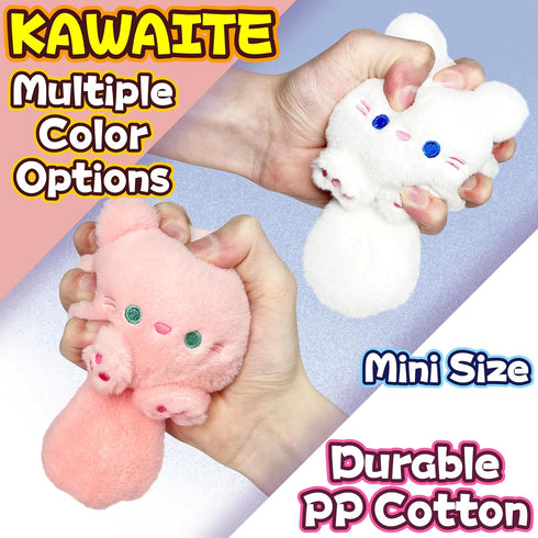 White Cat Stuffed Animals, Kawaii Cat Plushies for Girls and Boys, Soft Cats Mini Plush Toy Key Chains, Fun Cuddly Plush Toys for Kids, Stuffed An...
