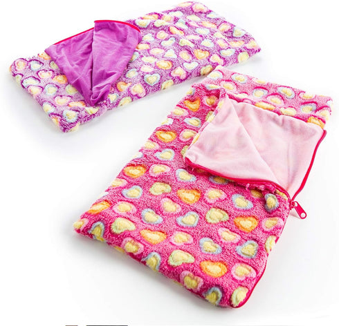 THE QUEEN'S TREASURES 18 Inch Doll Accessories, Set of 2 Soft Sleeping Bag Bedding (1 Pink and 1 Purple), Compatible with American Girl...