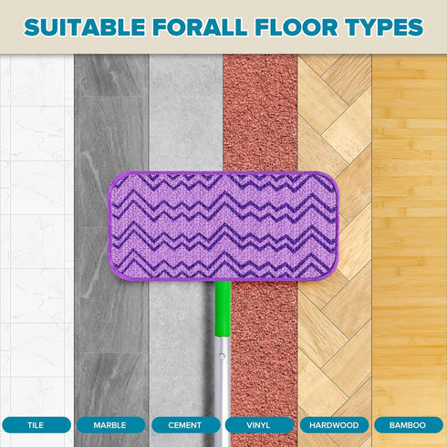 4 Reusable Mop Pads Compatible with Swiffer Sweeper Mops- 12 Inch Swiffer Dry Sweeping Cloths Washable Swiffer Wet Pads Refills Microfiber Swiffer...