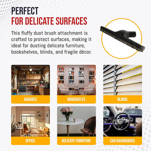 MP Maresh Products Vacuum Brush Attachment Compatible with Central Vac - Horse Hair Bristles for Thorough Cleaning, Bare Floor or Wall Brush, Repl...