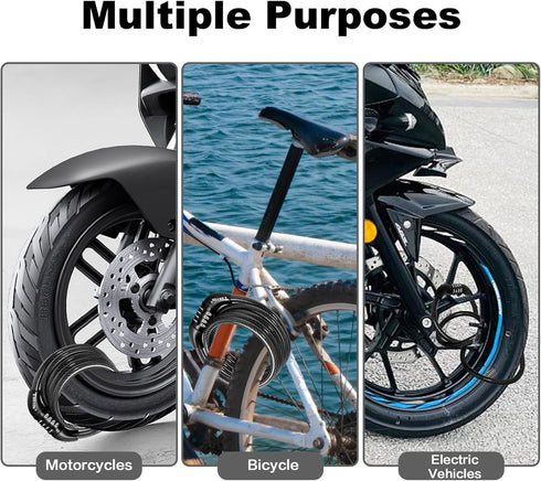 Bike Lock Cable, Bike Accessories Bicycle Lock, Bike Locks Heavy Duty Anti Theft, Combination Cable Lock for Outdoor Equipment, Black (1 Pcs, 3Ft,...