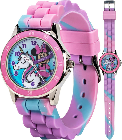 Accutime Kids Disney Minnie Mouse Unicorn Analog Quartz Time Teacher Wrist Watch with Pink Bezel, Cotton Candy Strap for Toddlers, Girls & Boys to...