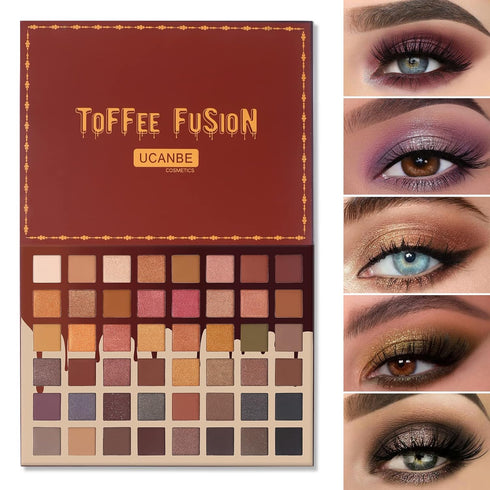 UCANBE Toffee Fusion Nude Eyeshadow Palette, 48 Neutral Shades Naked Eye Shadow Makeup Pallet, High Pigmented Matte Glitter Shimmer Make Up Kit fo...