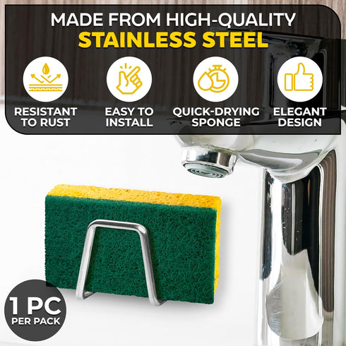 NADOBA Stainless Steel Sponge Holder for Kitchen Sink – Compact & Durable, Easy to Install, Keeps Sponge Dry, Saves Storage Space, Suitable for Me...