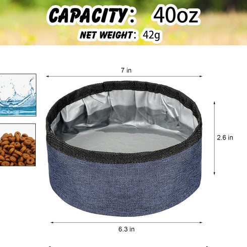 2 Pack Portable Dog Bowls Foldable Travel Dog Dish Portable Dog Water Bowl Water and Food Bowls Pet Hiking Accessories for Small and Large Dogs (D...