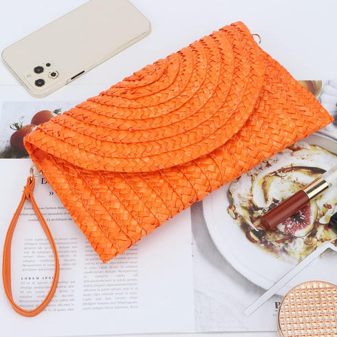 Straw Clutch Purse Bags for Women Summer Beach Purse Woven Straw Shoulder Bags Beach Clutch Bags...