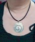 Hand Carved Maori Mother of Pearl Shell Koru Peace Pendant 16 to 27 inches Adjustable Cord necklace Handmade Jewelry CA239-N...