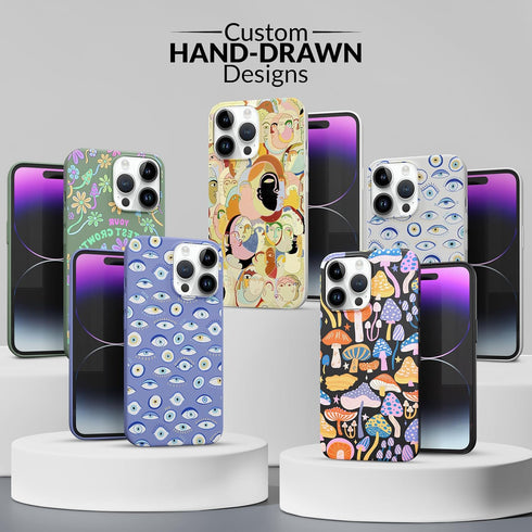 iPhone 15 Pro Max /14 Pro Max Phone Case - Unique Protective Phone Case with Hand-Drawn Design - Scratch-Proof Apple Silicone Case iPhone for 14 P...