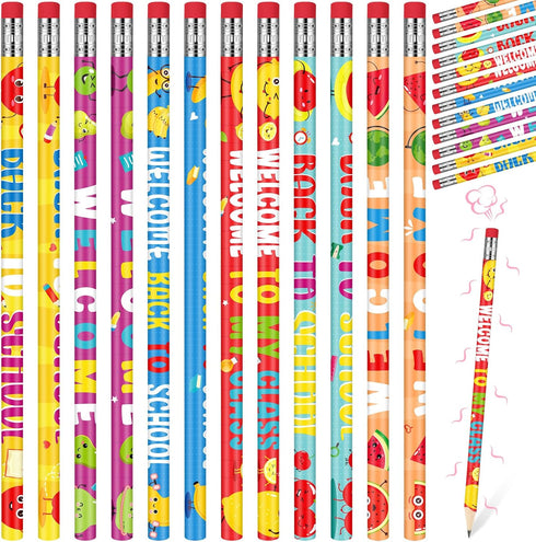 Yeaqee 60 Pcs Welcome Back to School Pencil First Day of School Pencils with Eraser Classroom HB Pencils Bulk for Kindergarten Children Classroom ...