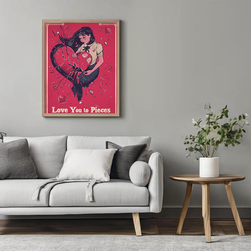 Posterizer 1 pcs-Love You to Pieces-cute retro design-Valentine's day inspired -1-Romantic Art-Typography Art-Gift for Couples boyfriend girlfrien...