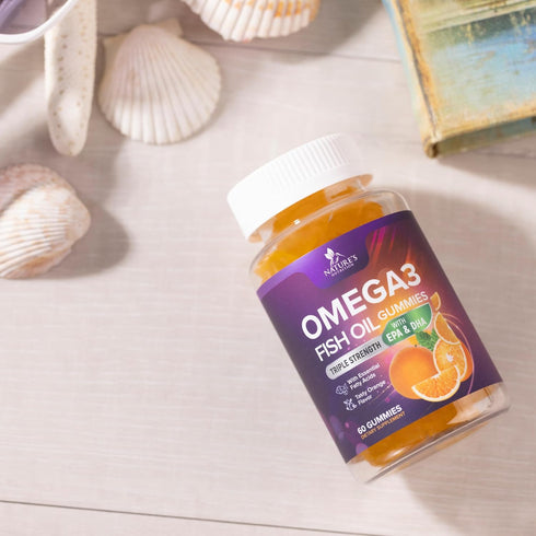 Omega 3 Gummies for Adults, Omega-3 Fish Oil Gummies for Heart Support, Omega 3 Supplement High Absorption DHA & EPA, Joint & Brain Support, Natur...