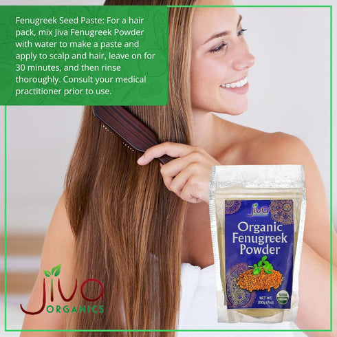 Jiva Organics Organic Fenugreek Powder 7oz Bag - Gluten Free, Non-GMO, Methi Powder, Pure, Raw & Natural - Great As A Spice Or Even For Hair Growt...