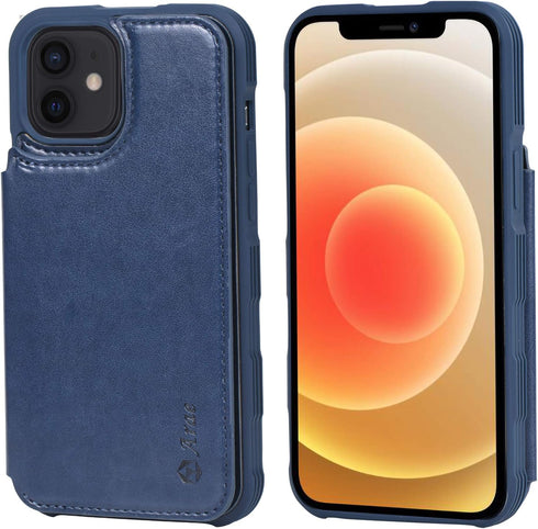 Arae Compatible for iPhone 12 Case and iPhone 12 Pro Case with Card Holder - Wallet Case with PU Leather Card Pockets Back Flip Cover for iPhone 1...