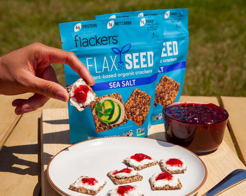 Flackers Organic Sea Salt Flaxseed Crackers, 5 Ounce 1-Pack, Gluten Free, Non GMO, Vegan, Keto Snack, 9g Fiber, 1g Net Carb...