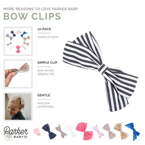 Parker Baby Co. Bows Clips, Assorted (Pack of 10) Hair Accessories for Girls -The Essentials Set...