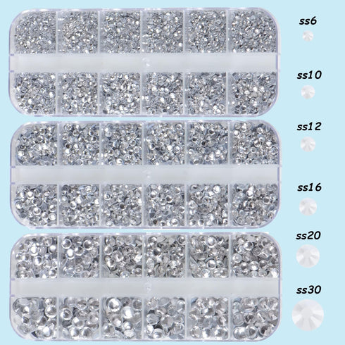 Massive Beads 6800pcs+ Flatback Glass Hotfix Iron On Rhinestones Crystal for DIY Making with 1 Tweezer & 1 Picking Pen for Shoes, Clothes, Face Ar...
