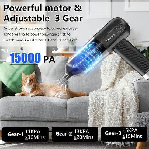 Handheld Vacuum Car Cleaner,4 in 1 Electric Hand Held Mini Compressed air Duster,Small Rechargeable Air Blower Portable Cordless for Office Comput...