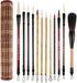 12 Pieces Chinese Calligraphy Brushes Painting Writing Brushes Watercolor Brushes Set Kanji Japanese Sumi Painting Drawing Brushes Kanji Art Brush...