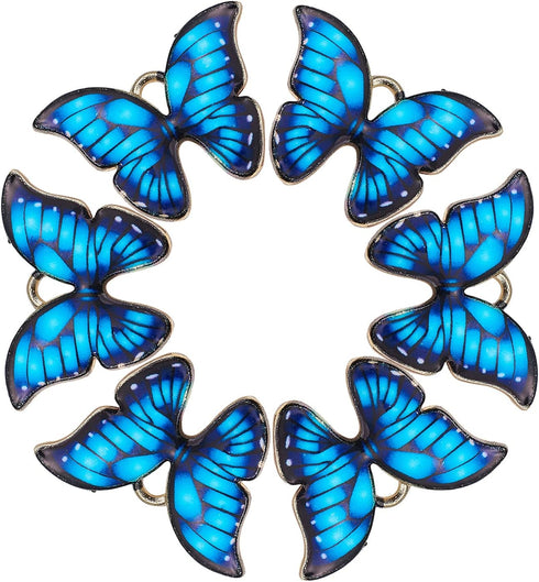 DanLingJewelry 100 pcs Blue Enamel Butterfly Pendant Charms for Butterfly Necklace Jewelry Making Bracelet Earring...