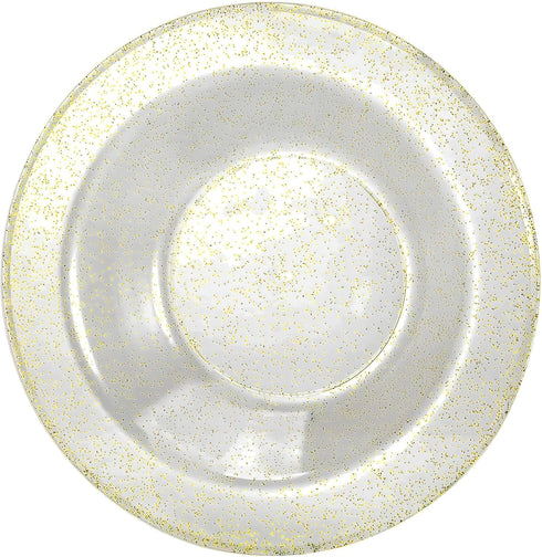 Glitter Gold Premium Plastic Round Dessert Bowl - 5 oz, (12 Packs of 10) - Elegant Durable Plastic, Ideal for Weddings, Parties & Events (120)...
