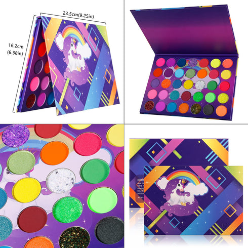 Afflano Neon Eyeshadow Palette Colorful High Pigmented, Bright Pride Day Makeup Rainbow Eyeshadow Matte Shimmer Glitter, Aurora Glow Neon in Dark ...