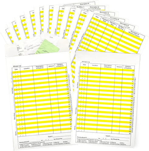 12 Pack Receipts Organizer Expense Envelopes 6.5 X 9.4 in Record Expenses and Log Mileage Tracker Business Expense Ledger for Small Business Store...