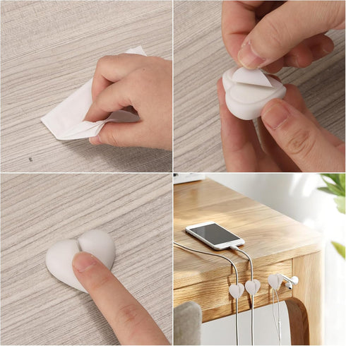 40 Pack Adhesive Cable Management Clips, Cord Organizer Charger Cable Holder for Desk, Home, Office, Car, Cubicle, Nightstand, White......