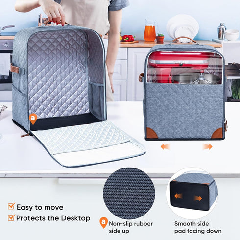 BAGSPRITE Stand Mixer Cover with Appliance Sliders Base Compatible with KitchenAid Mixer-Storage Bag for 4.5/5 Quart with Pockets for Kitchen Aid ...
