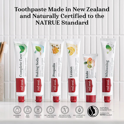 Red Seal Propolis Herbal & Mineral Natural Toothpaste - Fluoride Free, Organic, NATRUE Certified Natural- Supports Natural Gum Health and Oral Hyg...