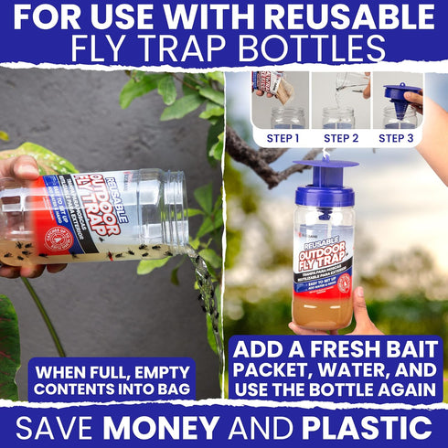 Fly Trap Bait Refills 6x30g. Natural Fly Magnet Bait Refill for All Reusable Outdoor Fly Traps. Fly Trap Refill Packets Fly Bait Refill Packets Fl...